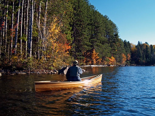 Mike paddles a shoreline